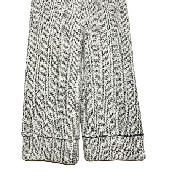 Mo:Vint High Waisted Tweed Cropped Trousers Chevron Pattern Black White Size S - Picture 3 of 7